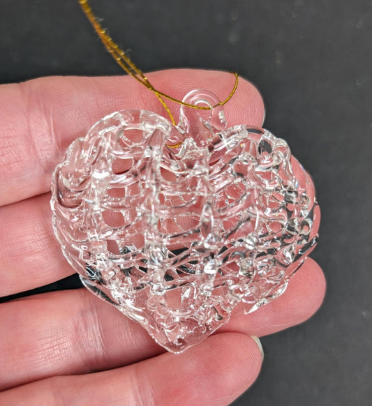 Vintage Spun Glass Heart Christmas Ornaments