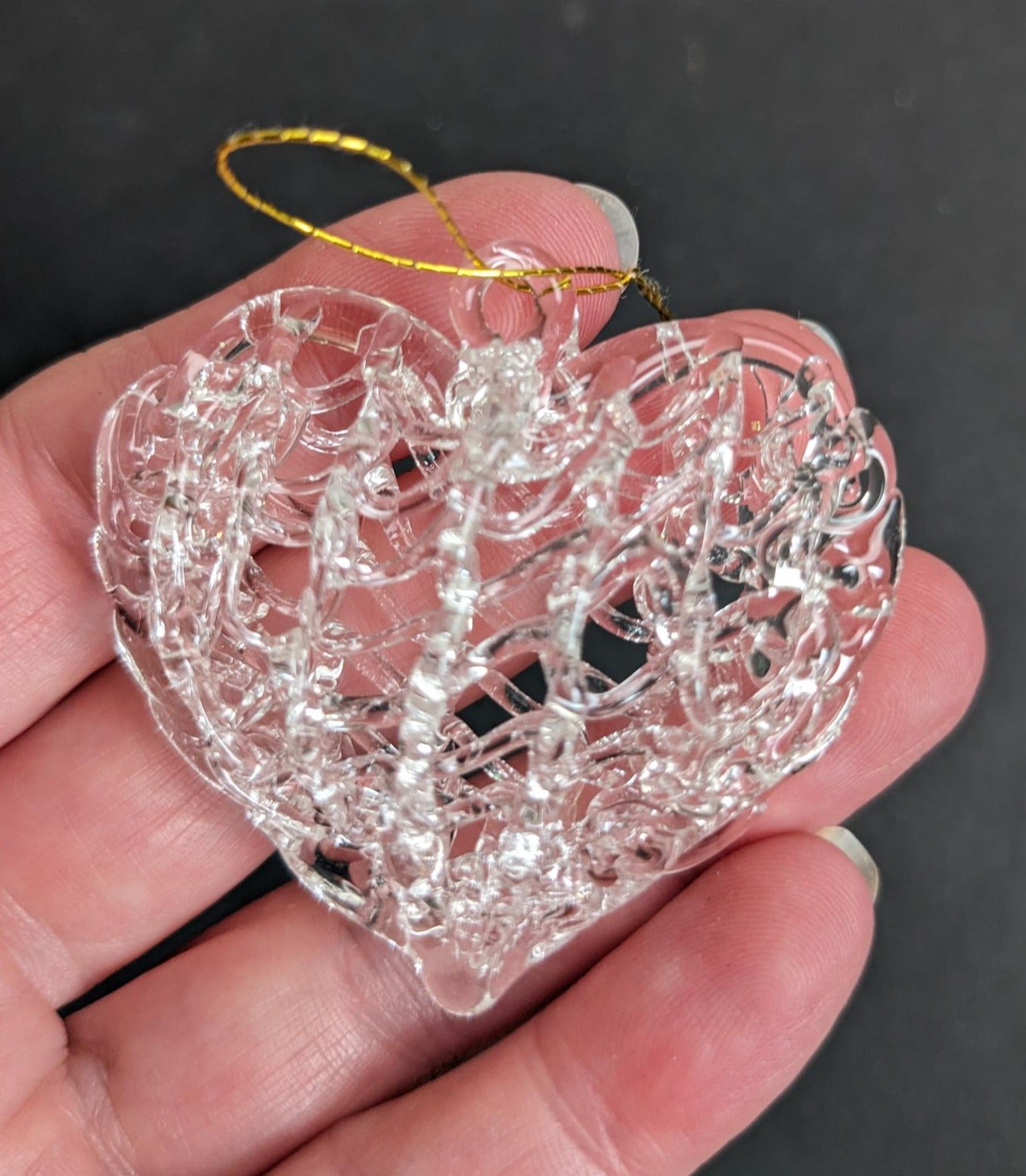 Vintage Spun Glass Heart Christmas Ornaments
