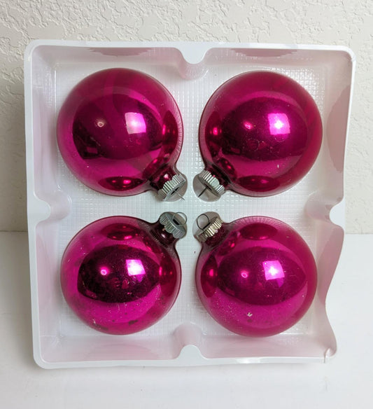 Hot Pink Shiny Brite Large Christmas Ornaments