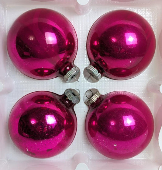 Hot Pink Shiny Brite Large Christmas Ornaments