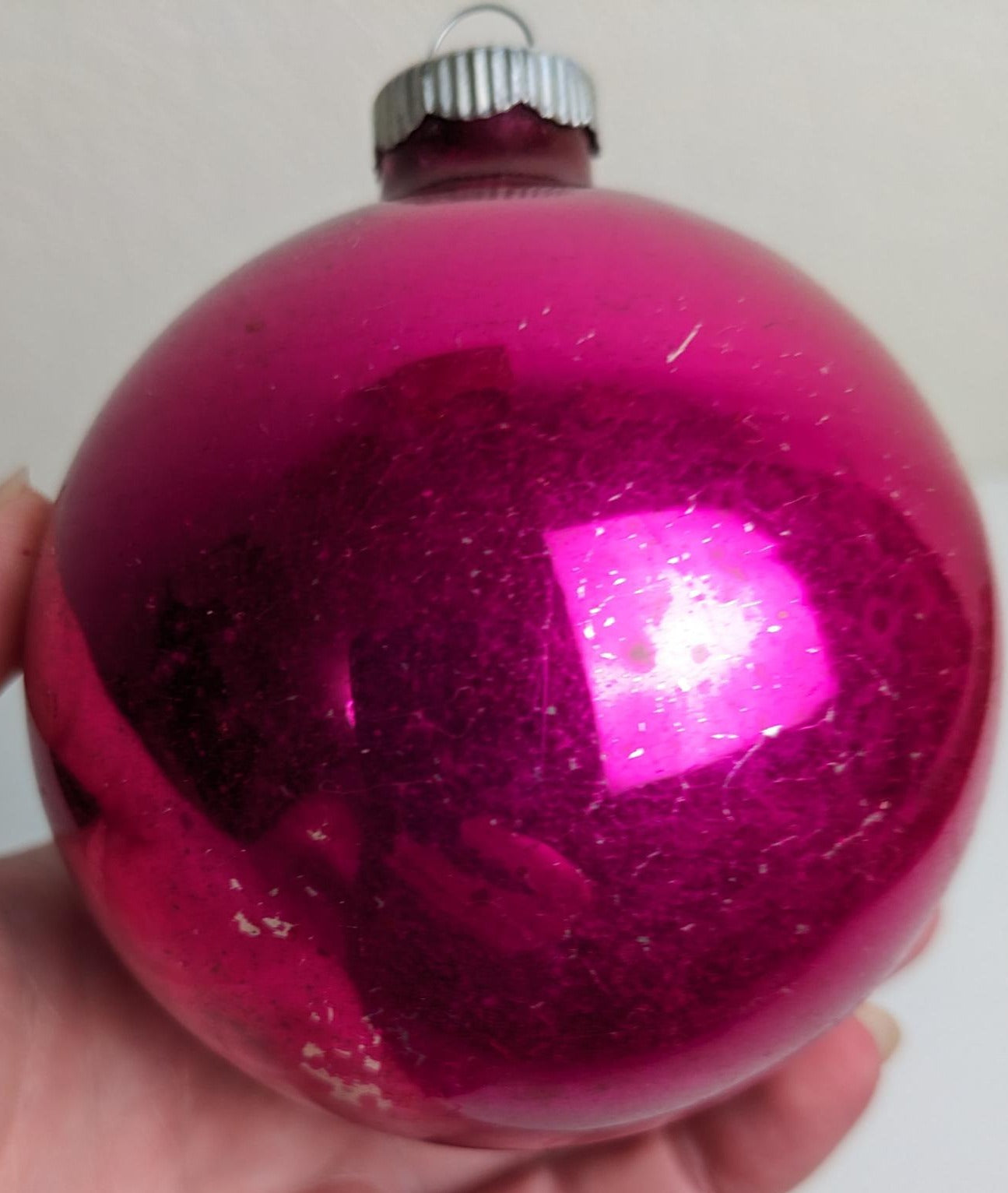 Hot Pink Shiny Brite Large Christmas Ornaments