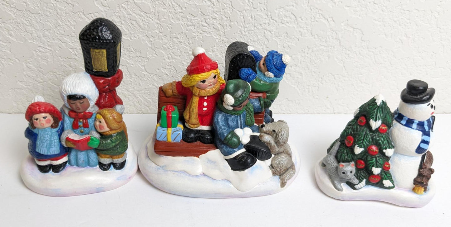 Vintage Village Kids and Pets At Play Christmas Village Figurines