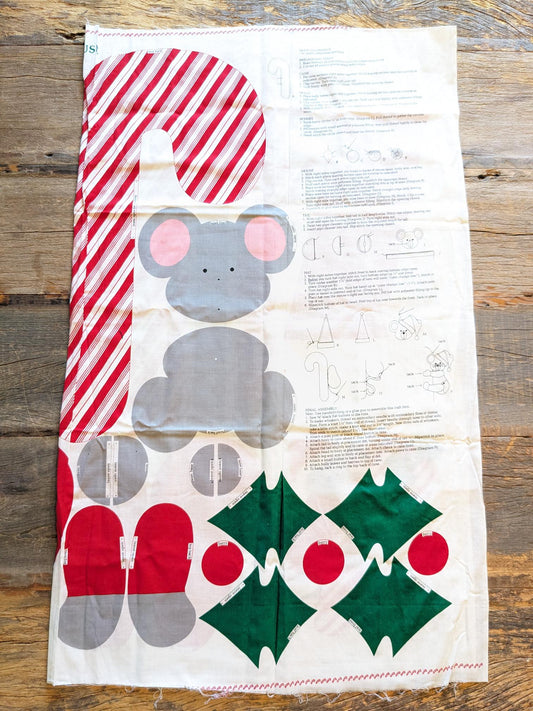 Merry Mouse Sewing Christmas Fabric Panel