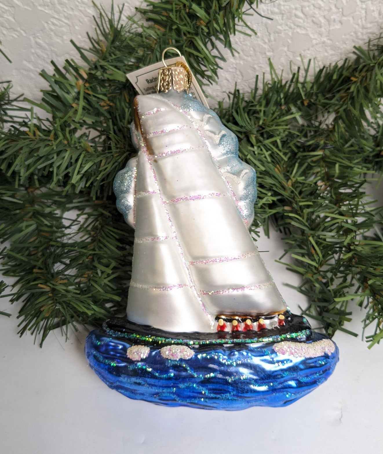 Racing Sailboat Blown Glass Tree Ornament by Old World Christmas