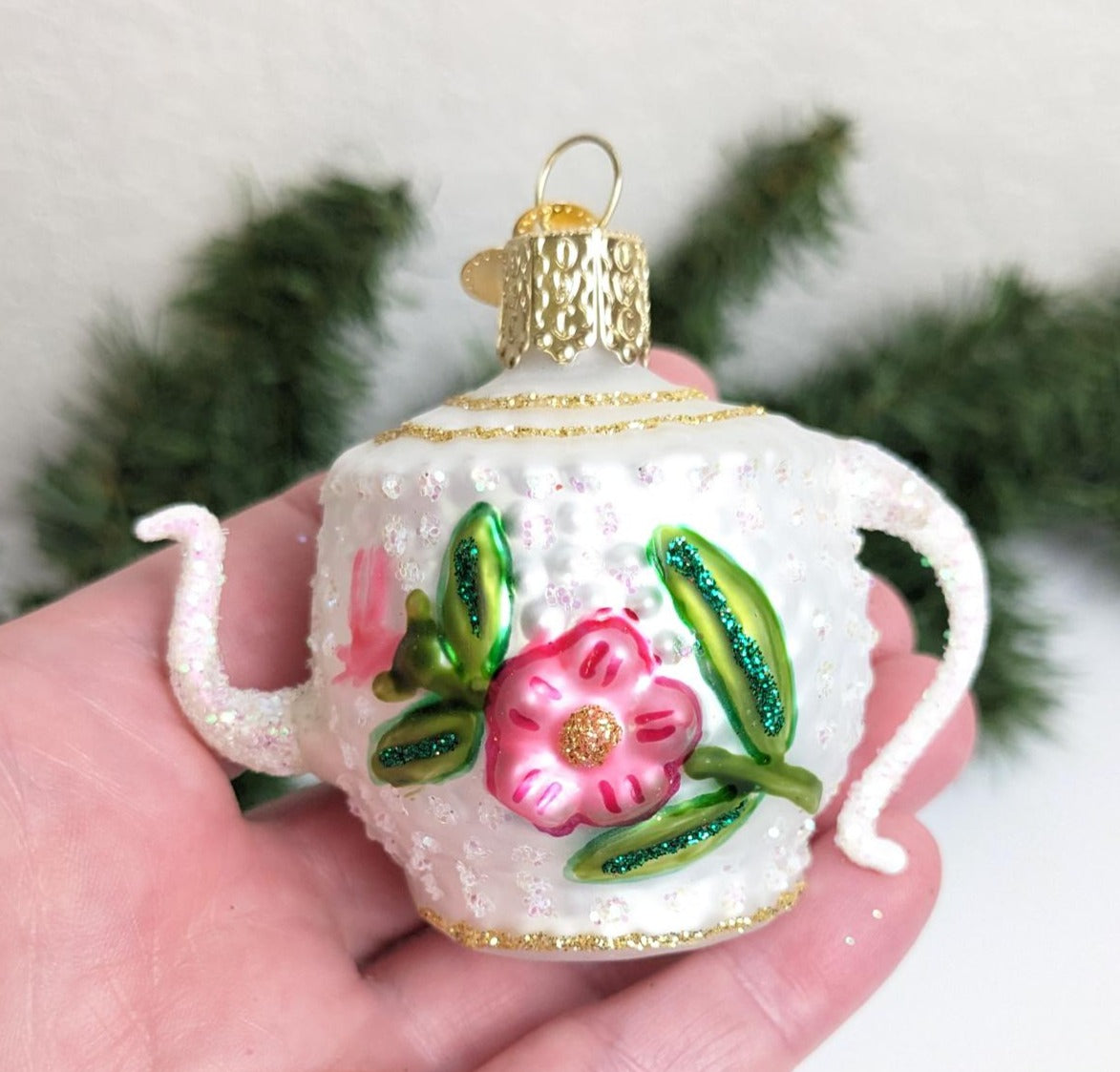 Fancy Teapot Old World Christmas Ornament