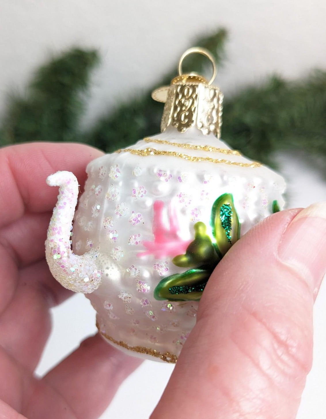 Fancy Teapot Old World Christmas Ornament