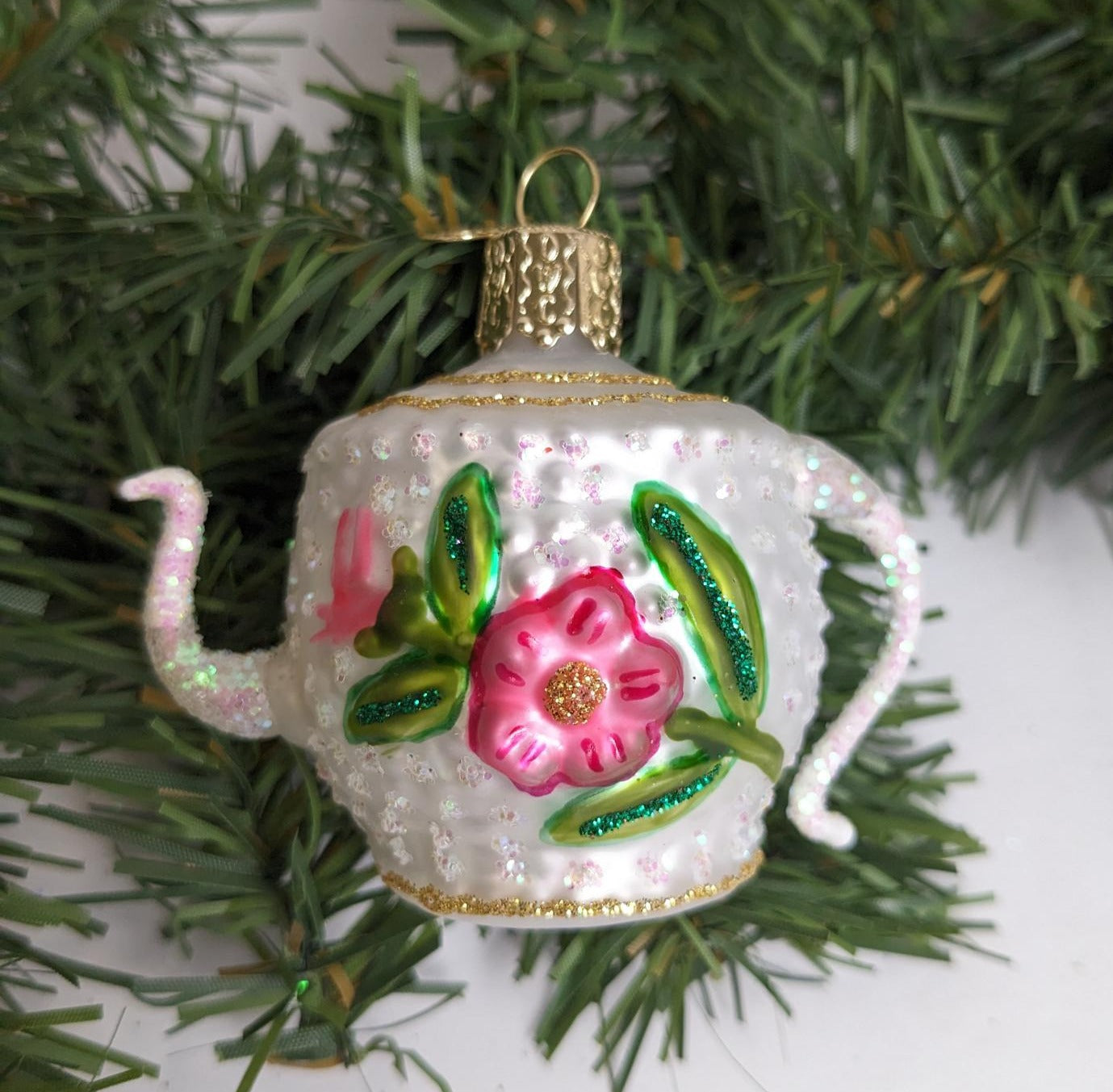 Fancy Teapot Old World Christmas Ornament