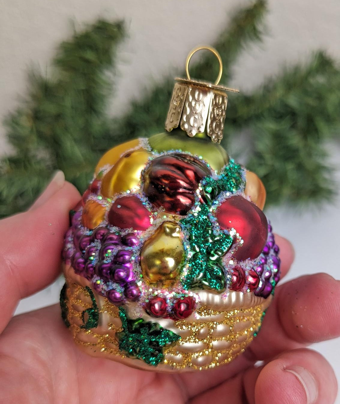 Fancy Fruit Basket Old World Christmas Ornament, Brides Collection