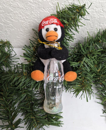 Vintage 1998 Coca Cola Penguin Stuffed Animal Chirstmas Ornament