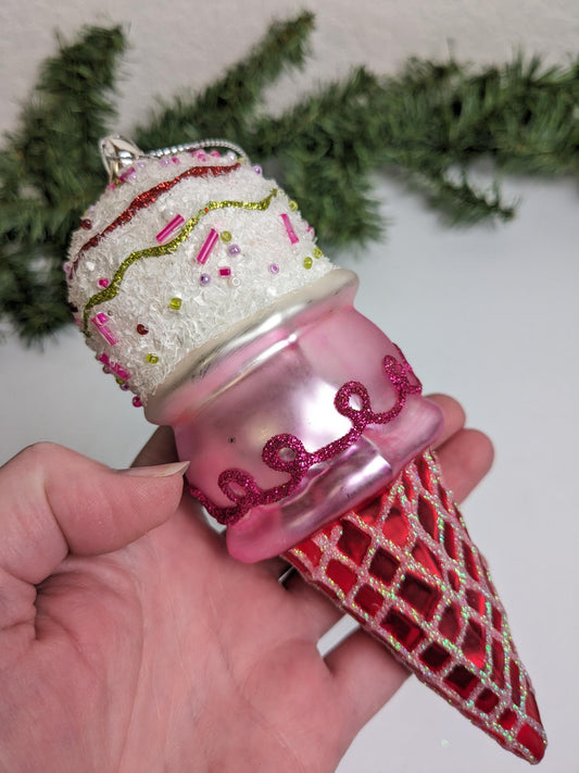 Ice Cream Cone Large Christmas Ornament