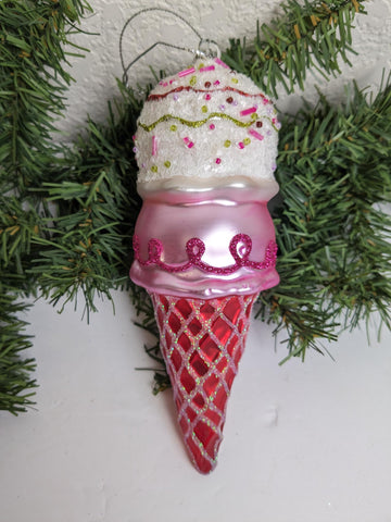 Ice Cream Cone Large Christmas Ornament