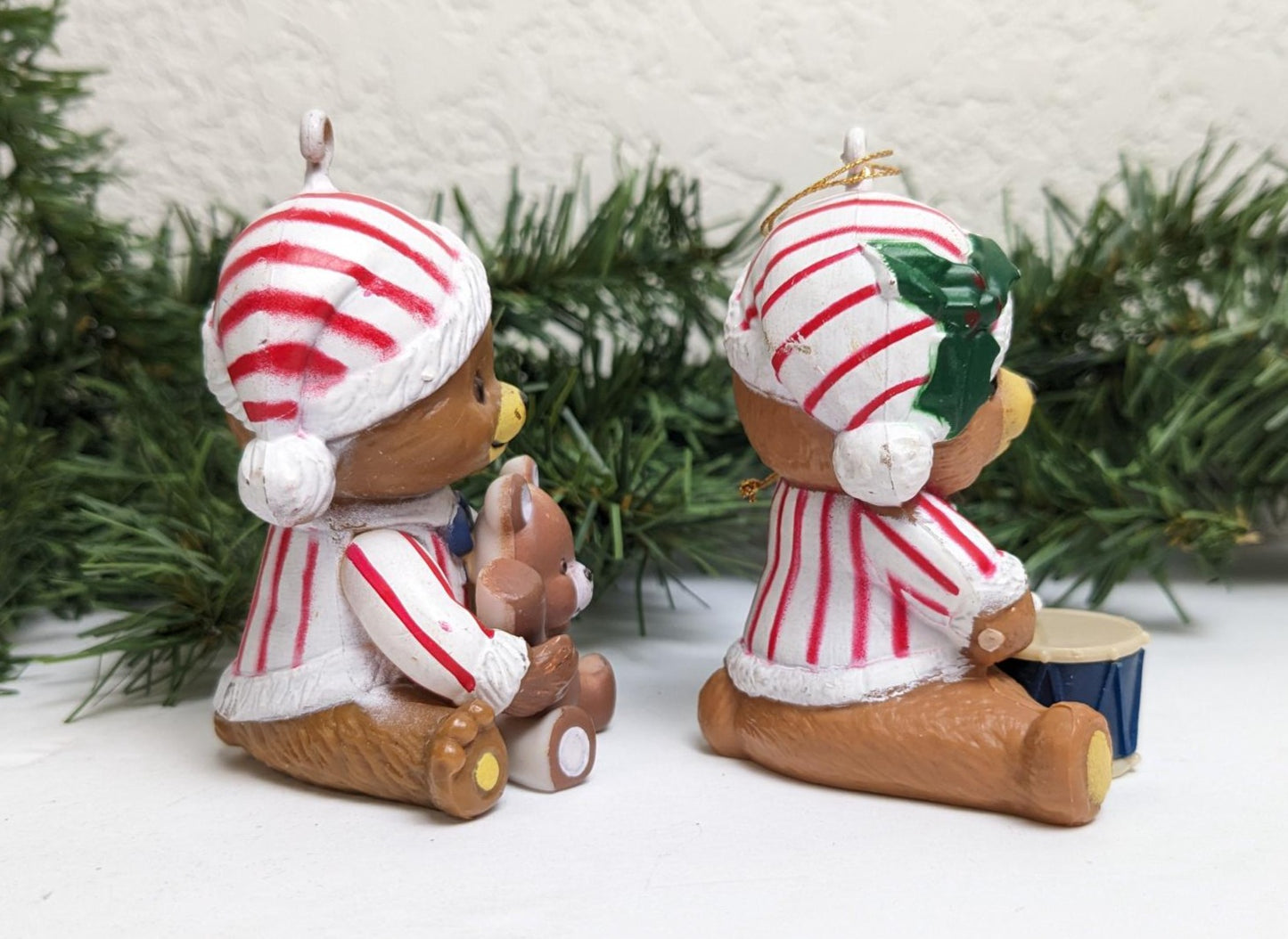 Vintage Teddy Bear Christmas Ornaments Made in Hong Kong