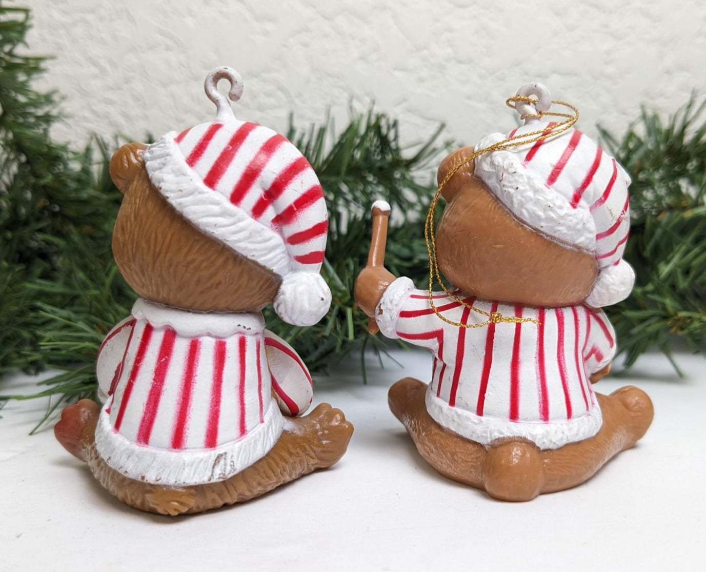 Vintage Teddy Bear Christmas Ornaments Made in Hong Kong