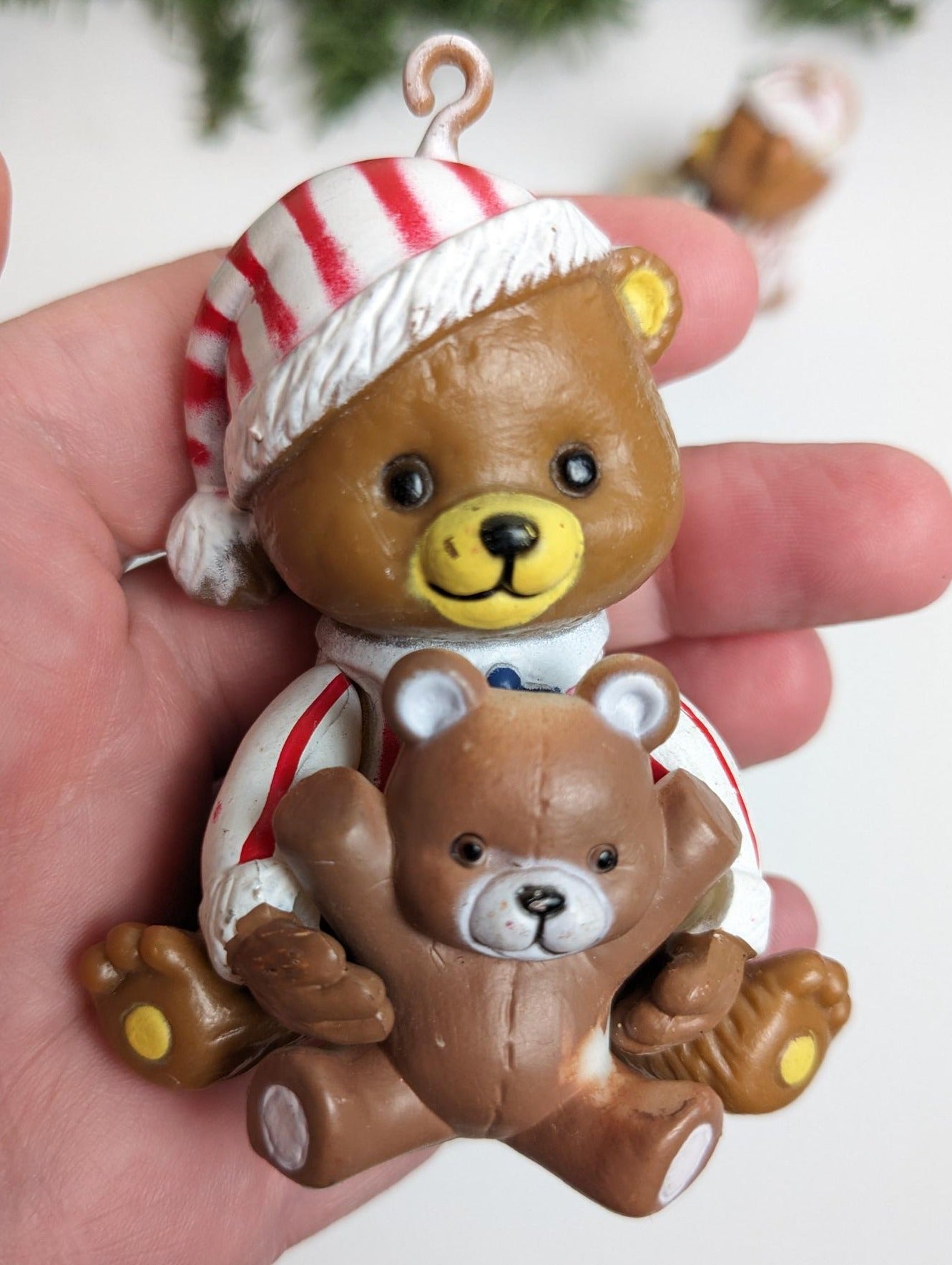 Vintage Teddy Bear Christmas Ornaments Made in Hong Kong