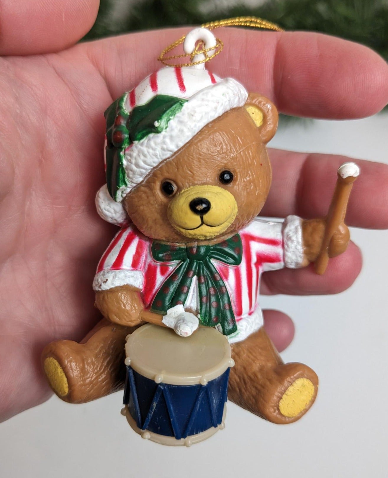 Vintage Teddy Bear Christmas Ornaments Made in Hong Kong