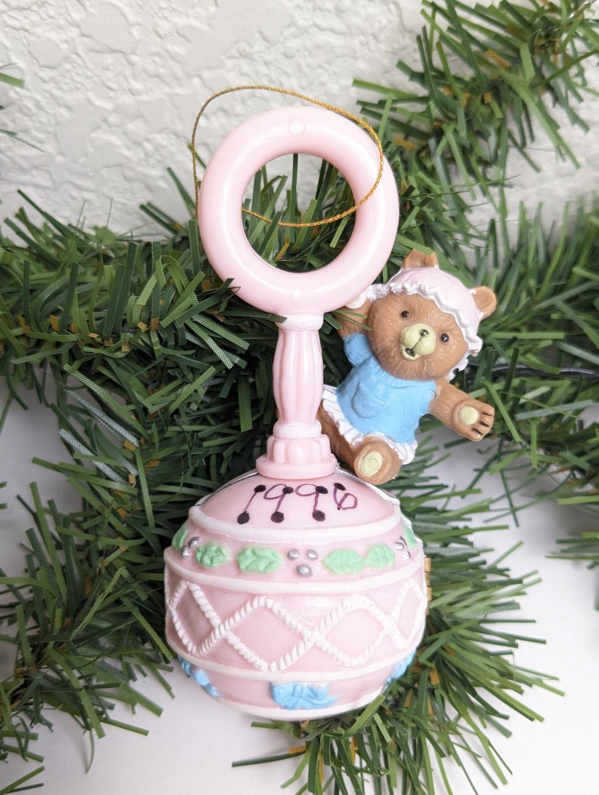 Baby's First Christmas Pink Rattle Ornament