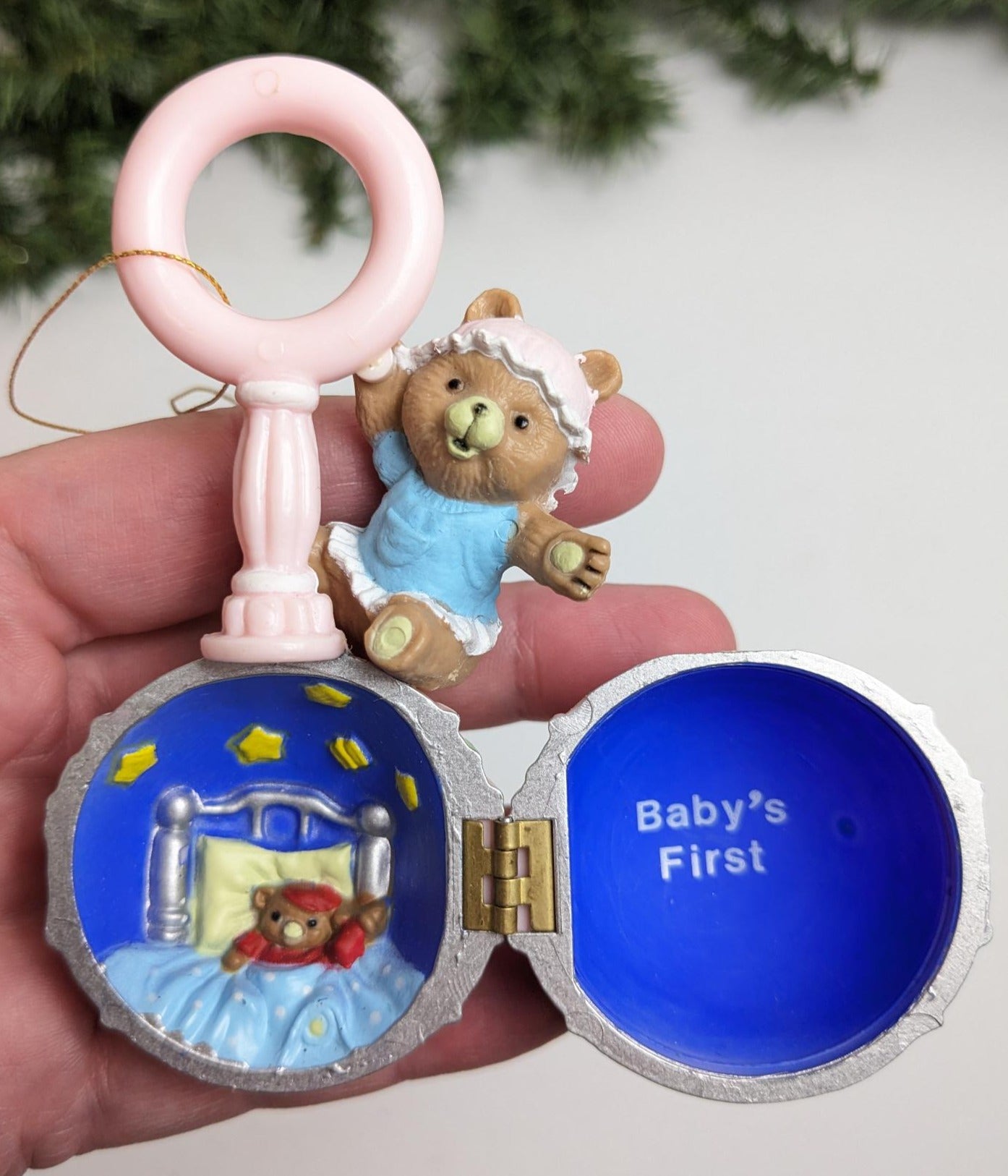 Baby's First Christmas Pink Rattle Ornament
