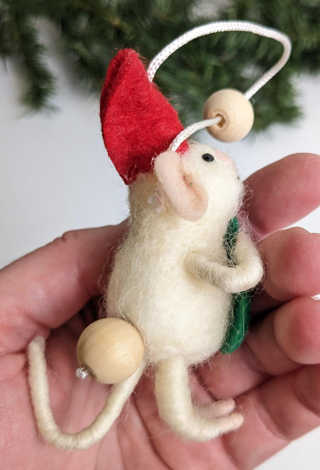 Vintage Felt Mice Christmas Ornament, Set of 2