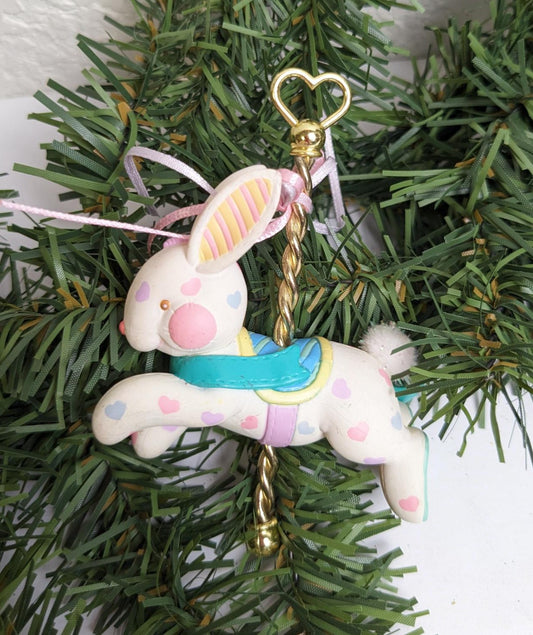 Baby's Second Christmas 1997 Carousel Bunny Christmas Ornament