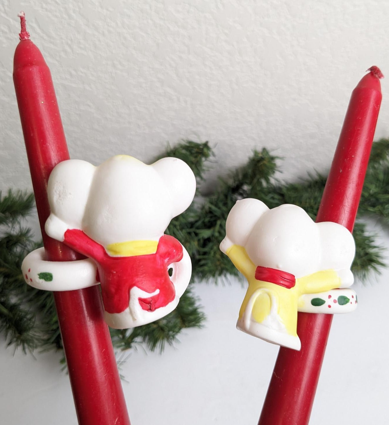 Vintage Set of 2 Mice Christmas Candle Huggers