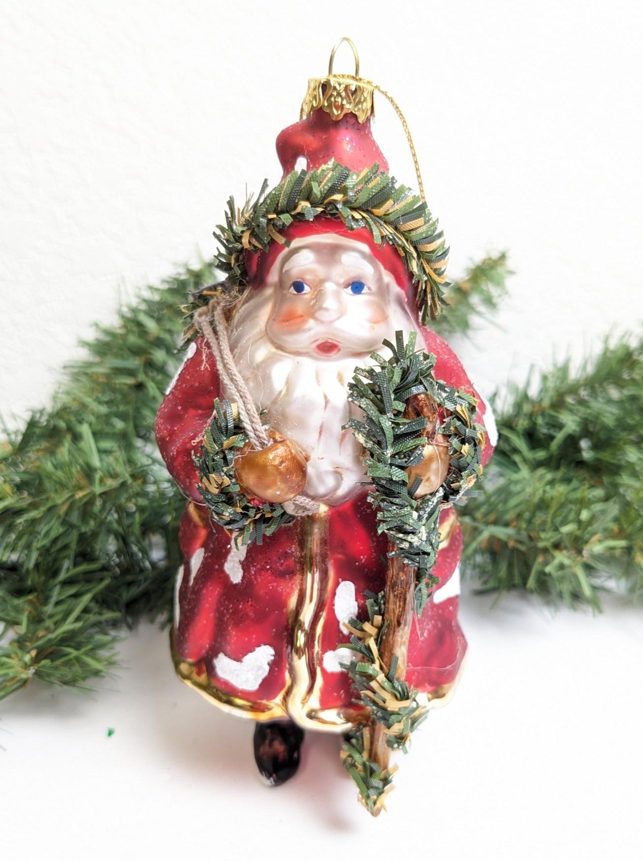Santa Claus Glass Christmas Ornament