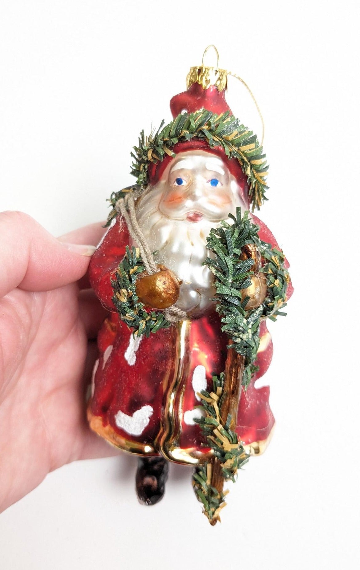 Santa Claus Glass Christmas Ornament