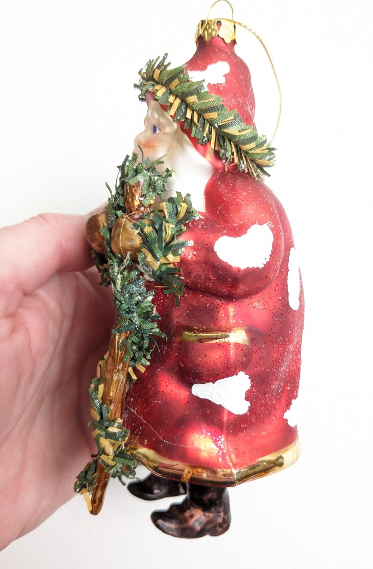 Santa Claus Glass Christmas Ornament