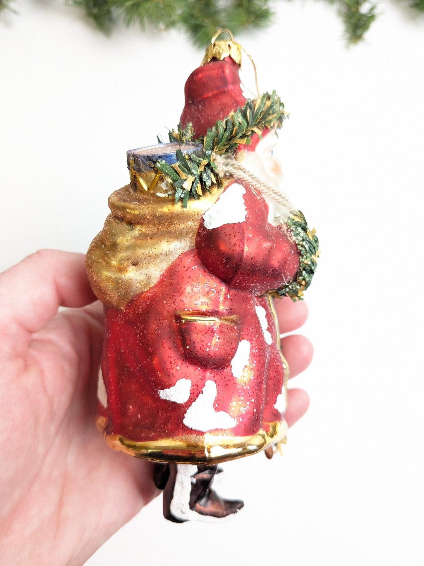 Santa Claus Glass Christmas Ornament