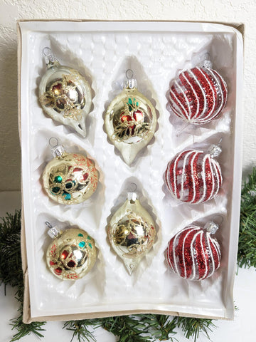 Vintage Glass Christmas Ornament Set