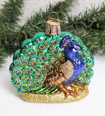 Proud Peacock Old World Christmas Ornament