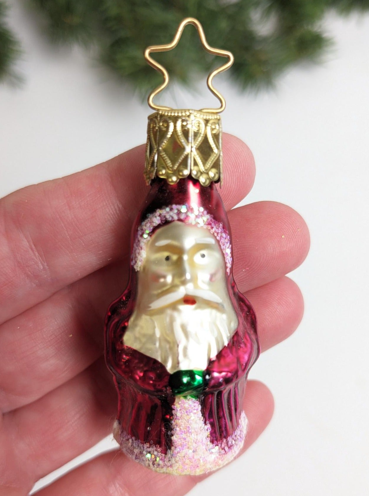 Santa Claus with Green Gloves Inge Glas Retired Old World Christmas Ornament