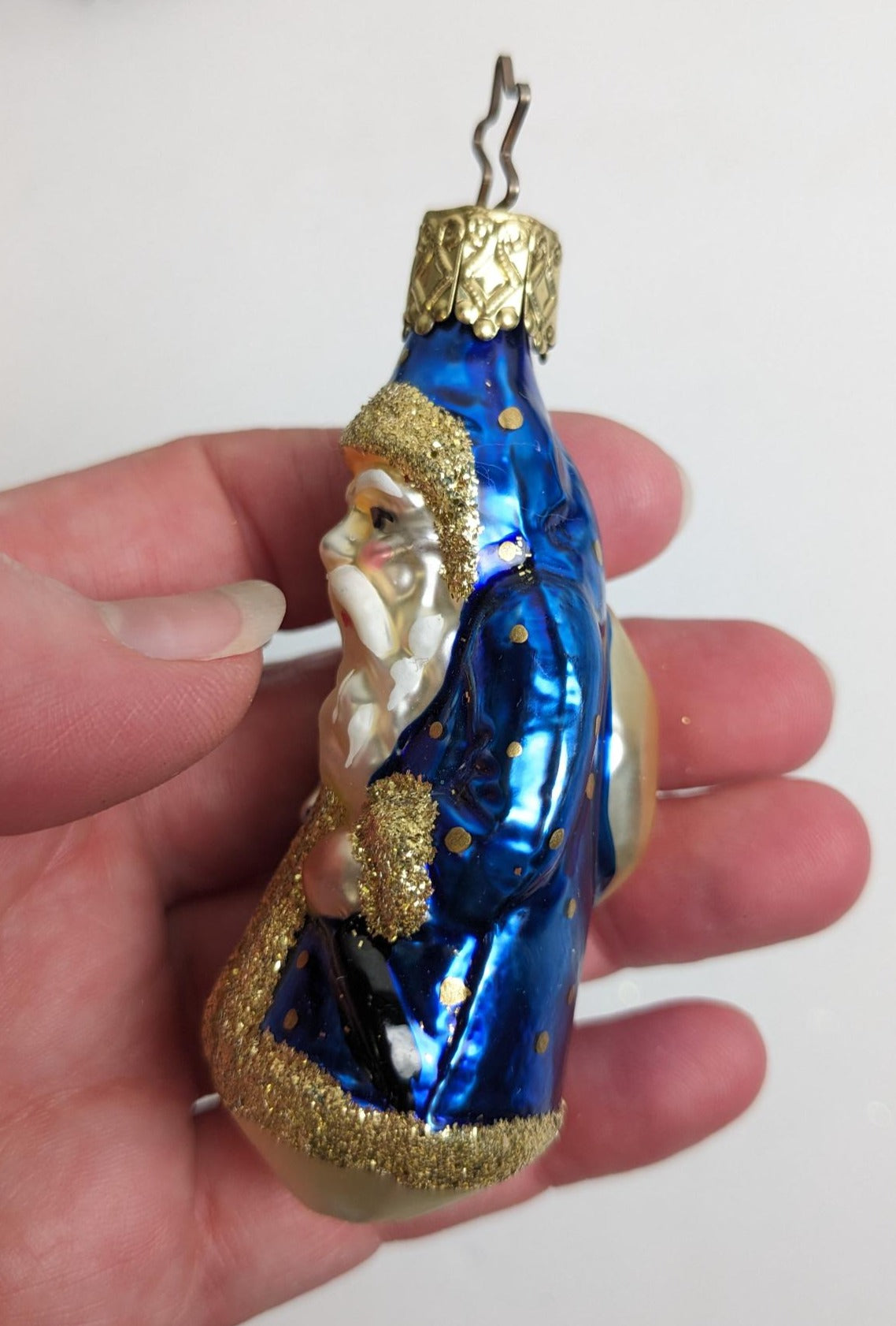 Santa in Blue Christmas Inge Glas Retired Old World Christmas Ornament