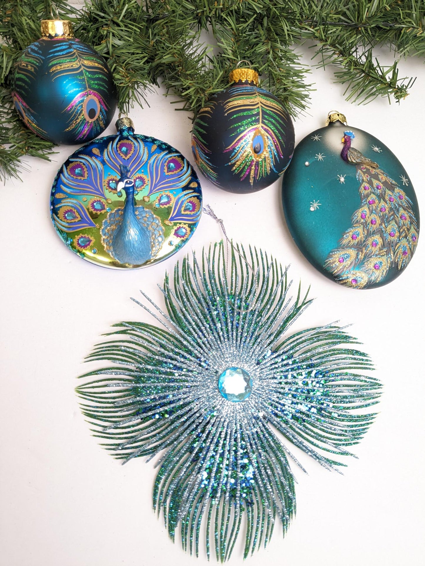 Peacock Christmas Ornament Set