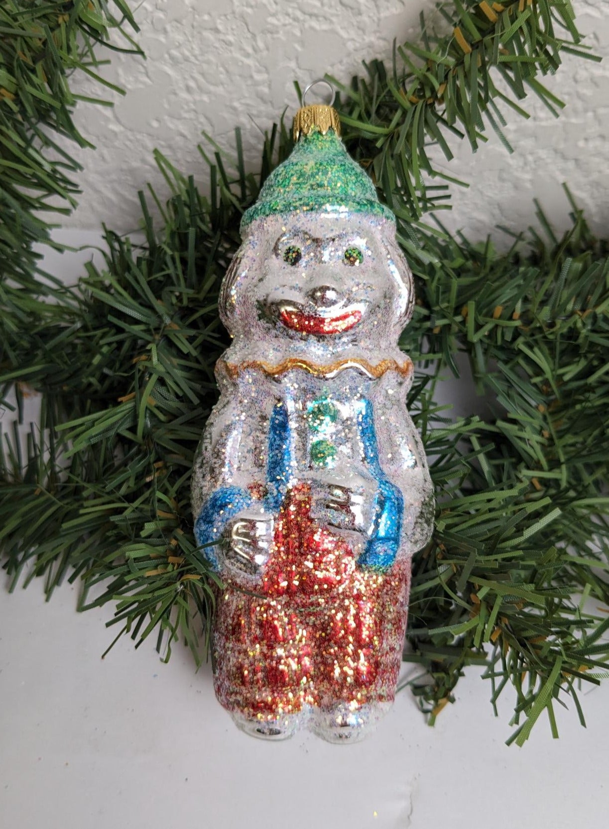 Kurt Adler Glitter Clown Christmas Ornament