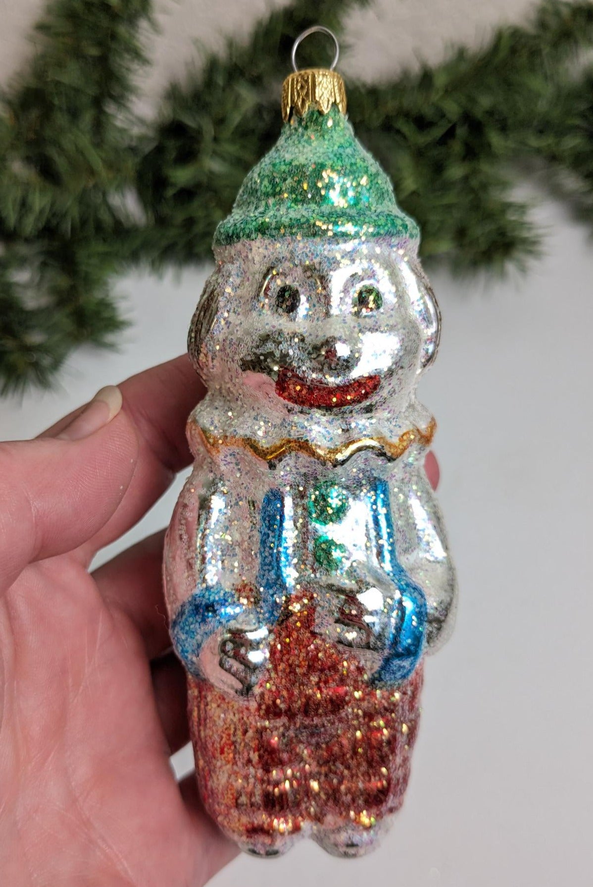 Kurt Adler Glitter Clown Christmas Ornament