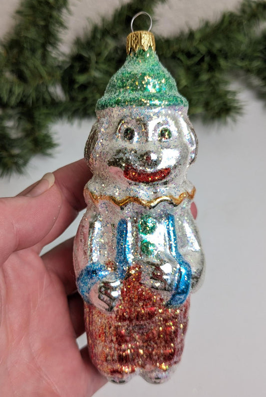 Kurt Adler Glitter Clown Christmas Ornament