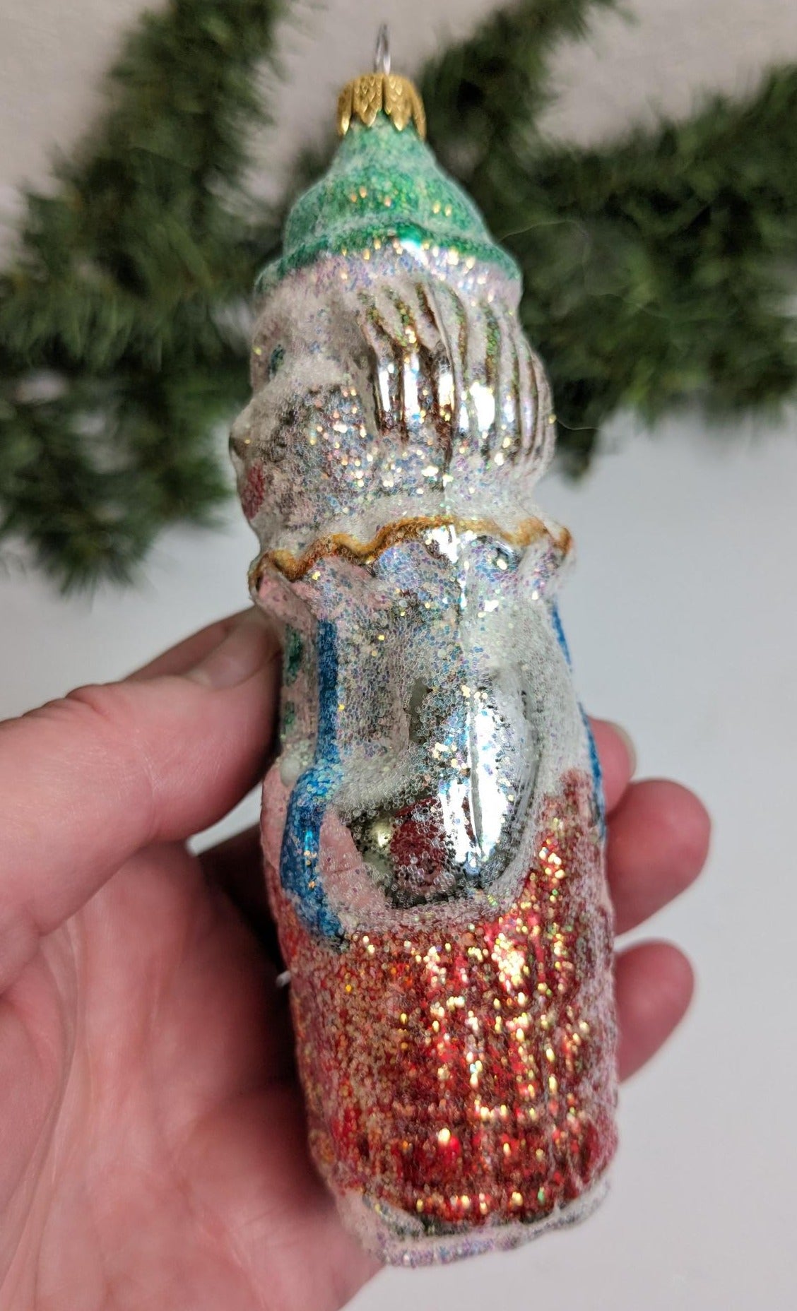 Kurt Adler Glitter Clown Christmas Ornament