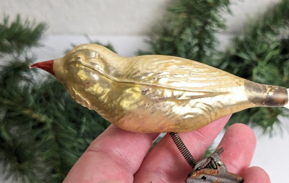 Vintage Bird Clip Christmas Ornament Made in Germany