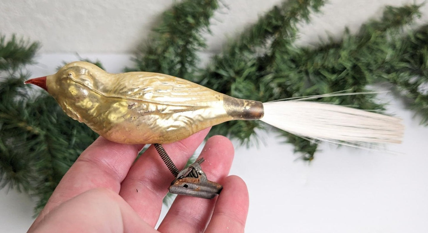 Vintage Bird Clip Christmas Ornament Made in Germany