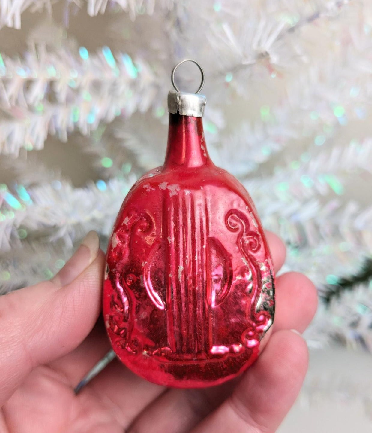 Vintage RARE Lute Guitar Vintage Christmas Ornament, Made in West Germany