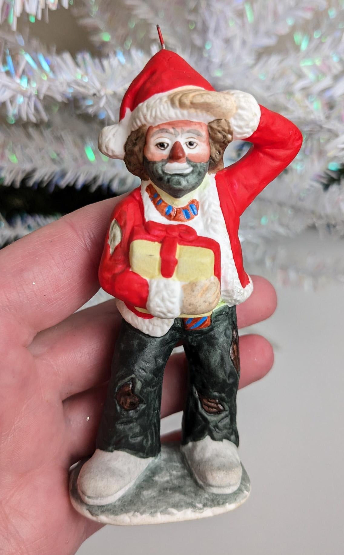 Vintage Clown with Gift Flambo Christmas Ornament