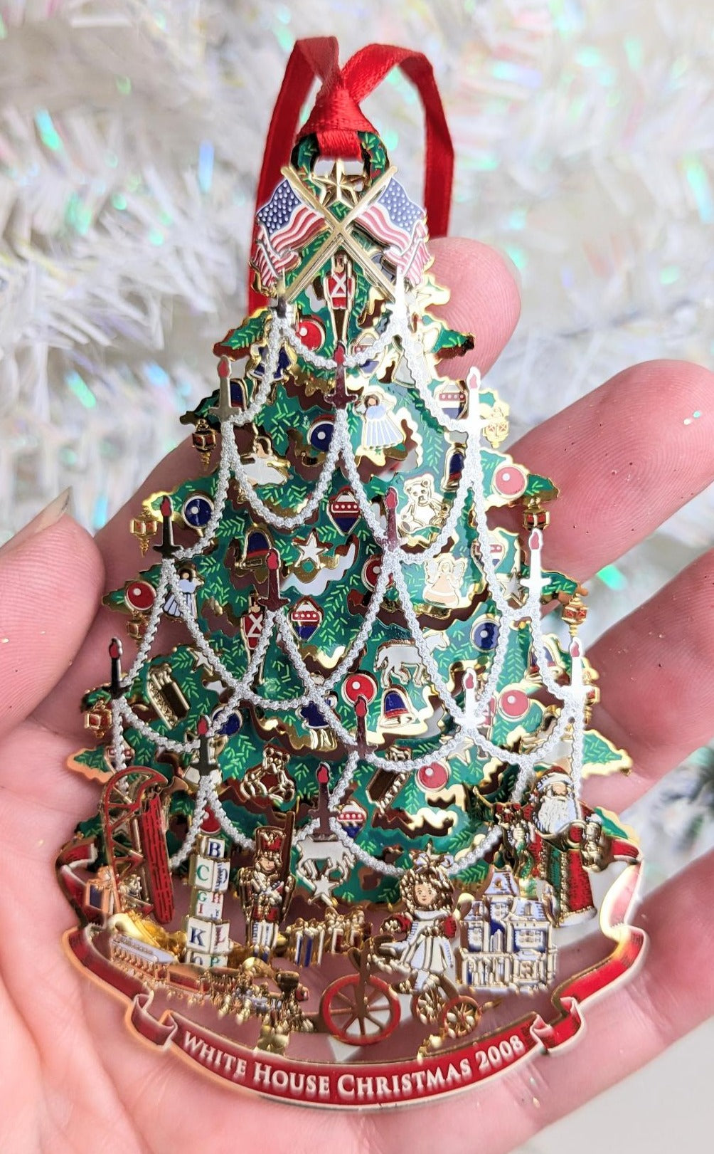 White House Historical Assoc. Tin 3D Christmas Tree Christmas Ornament