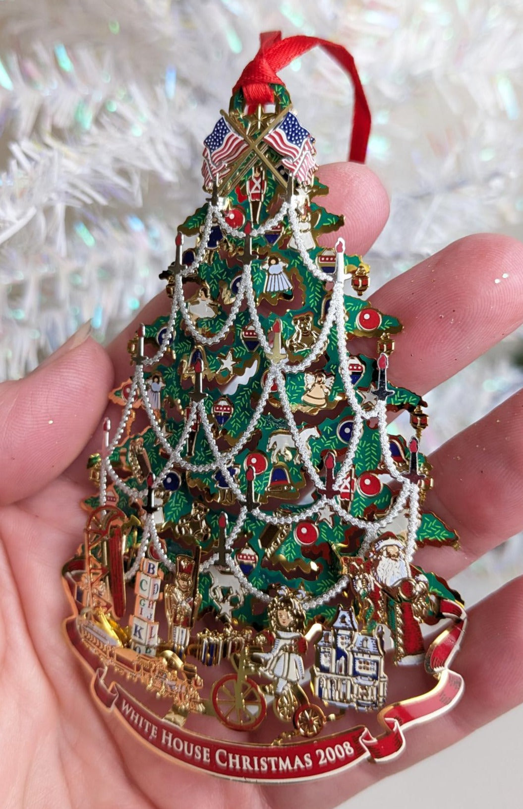 White House Historical Assoc. Tin 3D Christmas Tree Christmas Ornament