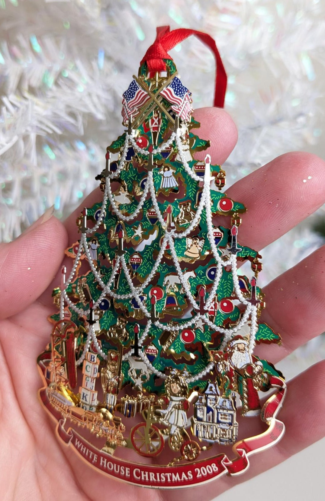 White House Historical Assoc. Tin 3D Christmas Tree Christmas Ornament