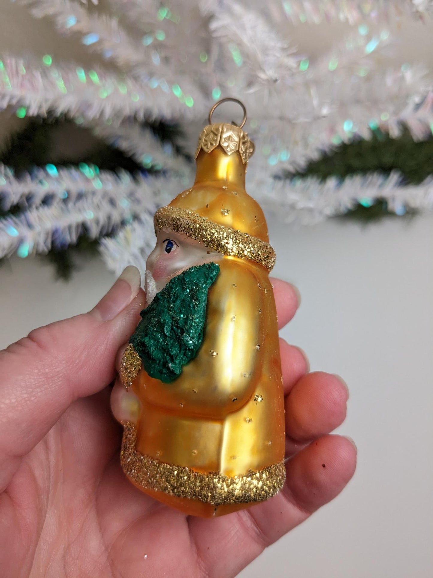 Santa Claus with Tree Dept 56 Christmas Ornament Made in Poland