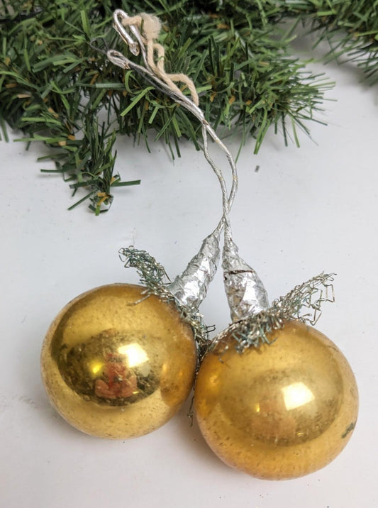 Vintage Netted Glass Ball Christmas Ornaments, Set of 2