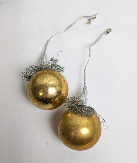 Vintage Netted Glass Ball Christmas Ornaments, Set of 2