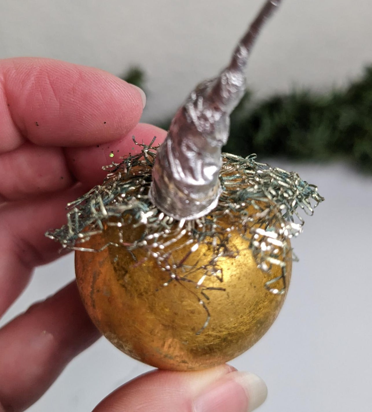 Vintage Netted Glass Ball Christmas Ornaments, Set of 2