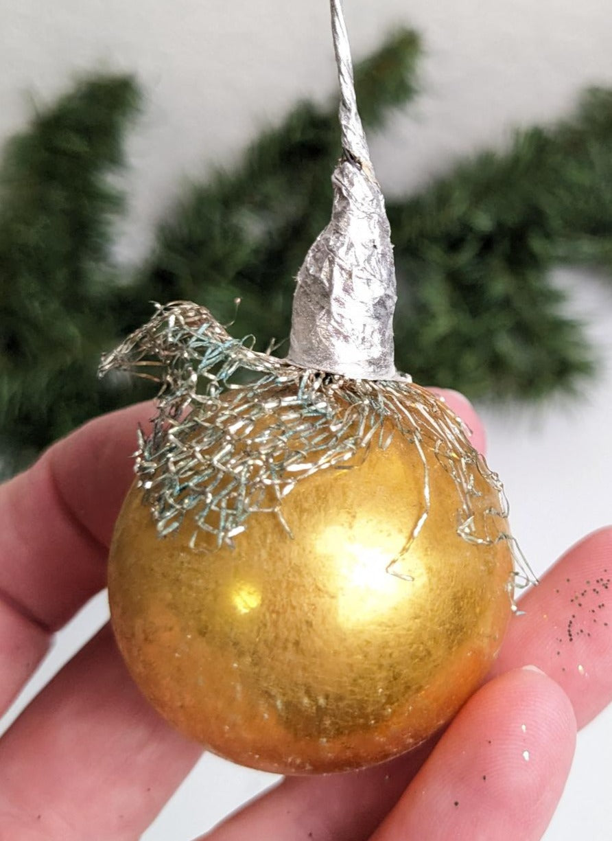 Vintage Netted Glass Ball Christmas Ornaments, Set of 2