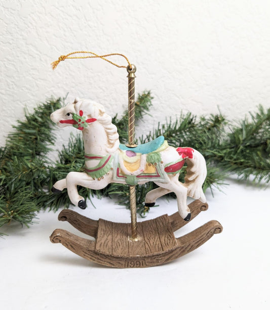 Vintage 1991 Carousel Rocking Horse Christmas Ornament